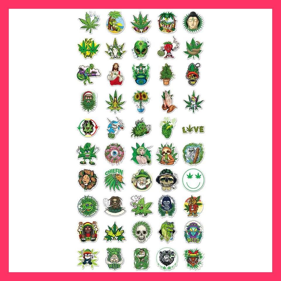 ☆売れ筋☆ カンナビス ステッカー 50枚セット 全4種 PVC 防水 シール 大麻 マリファナ CBD ガンジャ weed ウィード レゲエ  スーツケース MacBook - メルカリ