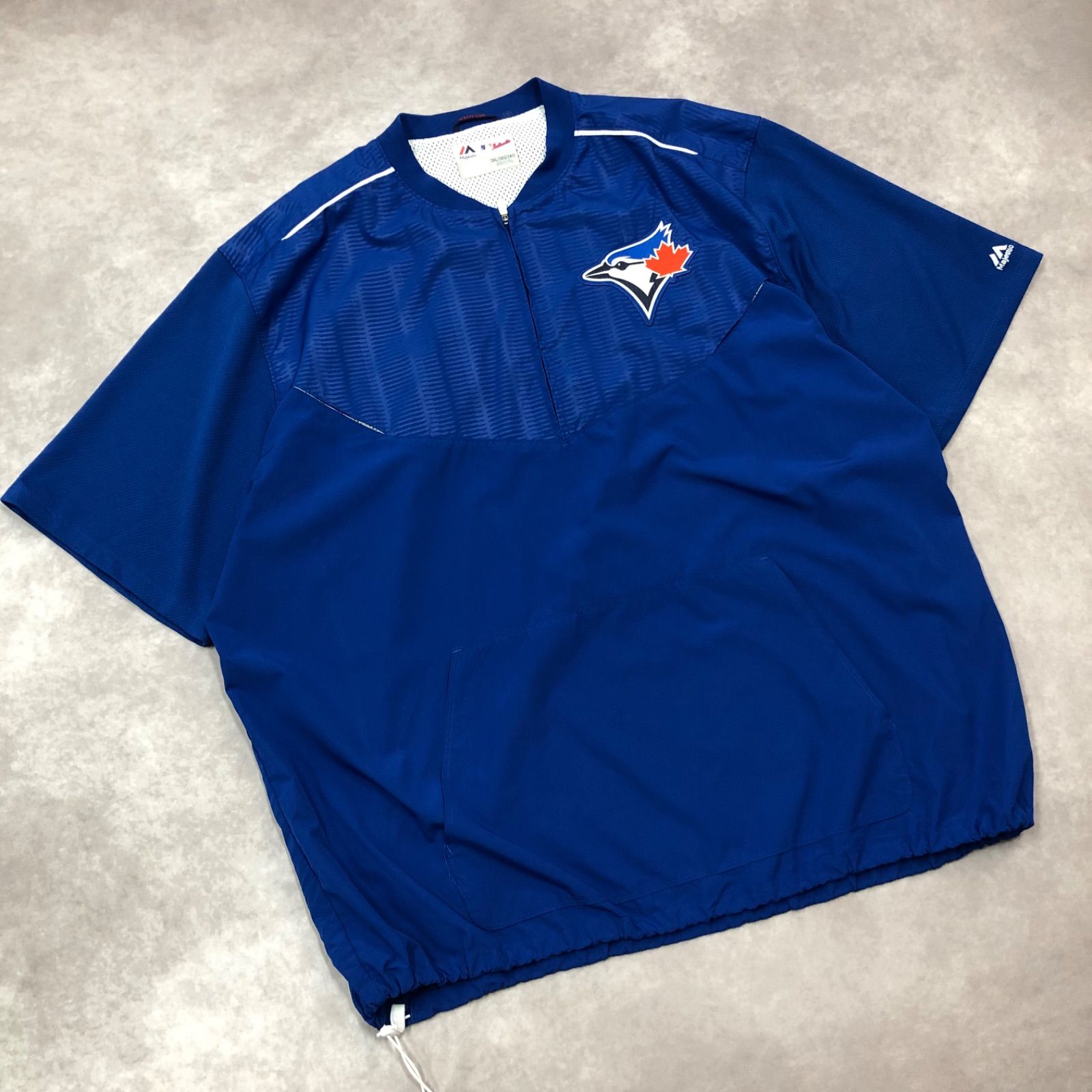 【レアXL☆US輸90s】MLBブルージェイズ刺繍プルオーバーナイロンジャケット マジェスティック プルオーバー ナイロンジャケット MLB ブルー