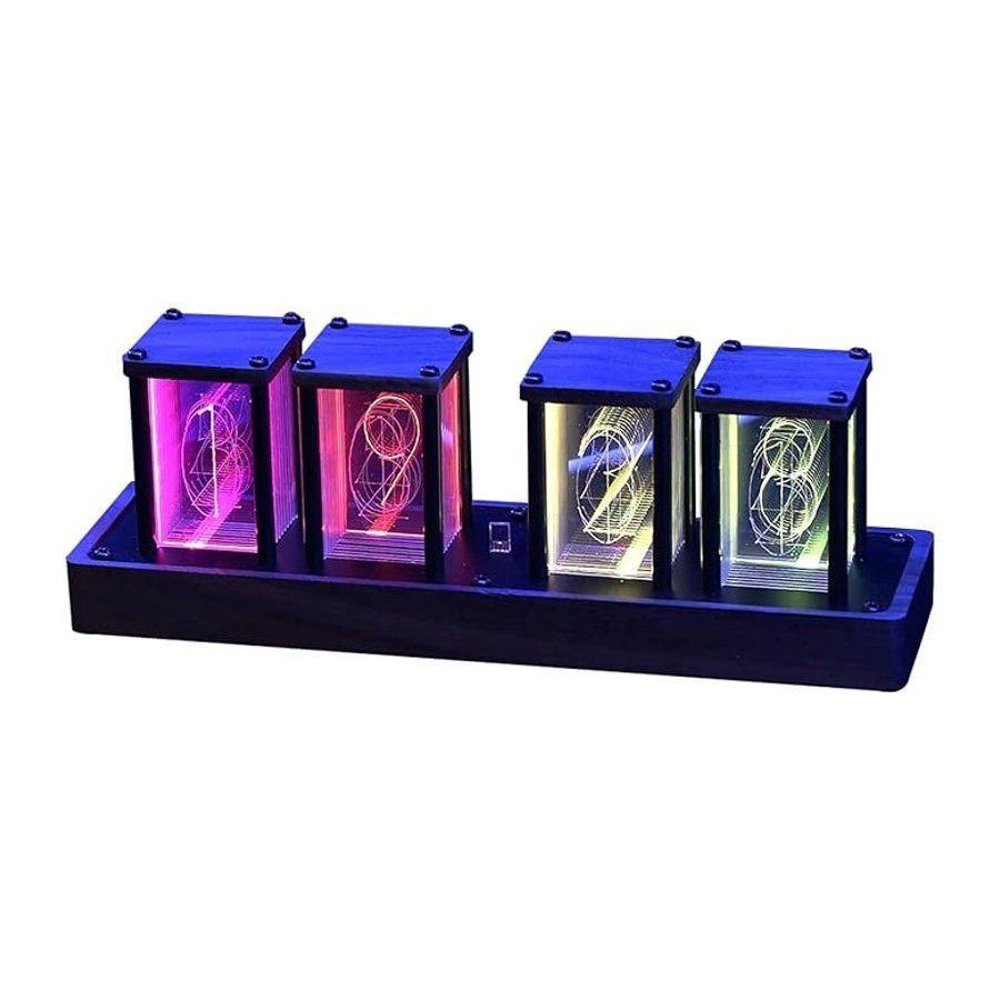 卓上時計 ニキシー管時計 目覚まし 時計 クロック LED 木製 モダン 卓上 Amazon.co.jp: ニキシー管 時計 擬発光管時計 レトロモダン木製