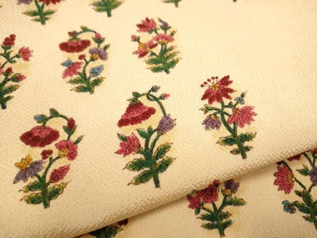 平和屋着物○九寸名古屋帯 草花文 鬼しぼ縮緬 正絹 逸品 CAAX7233hy