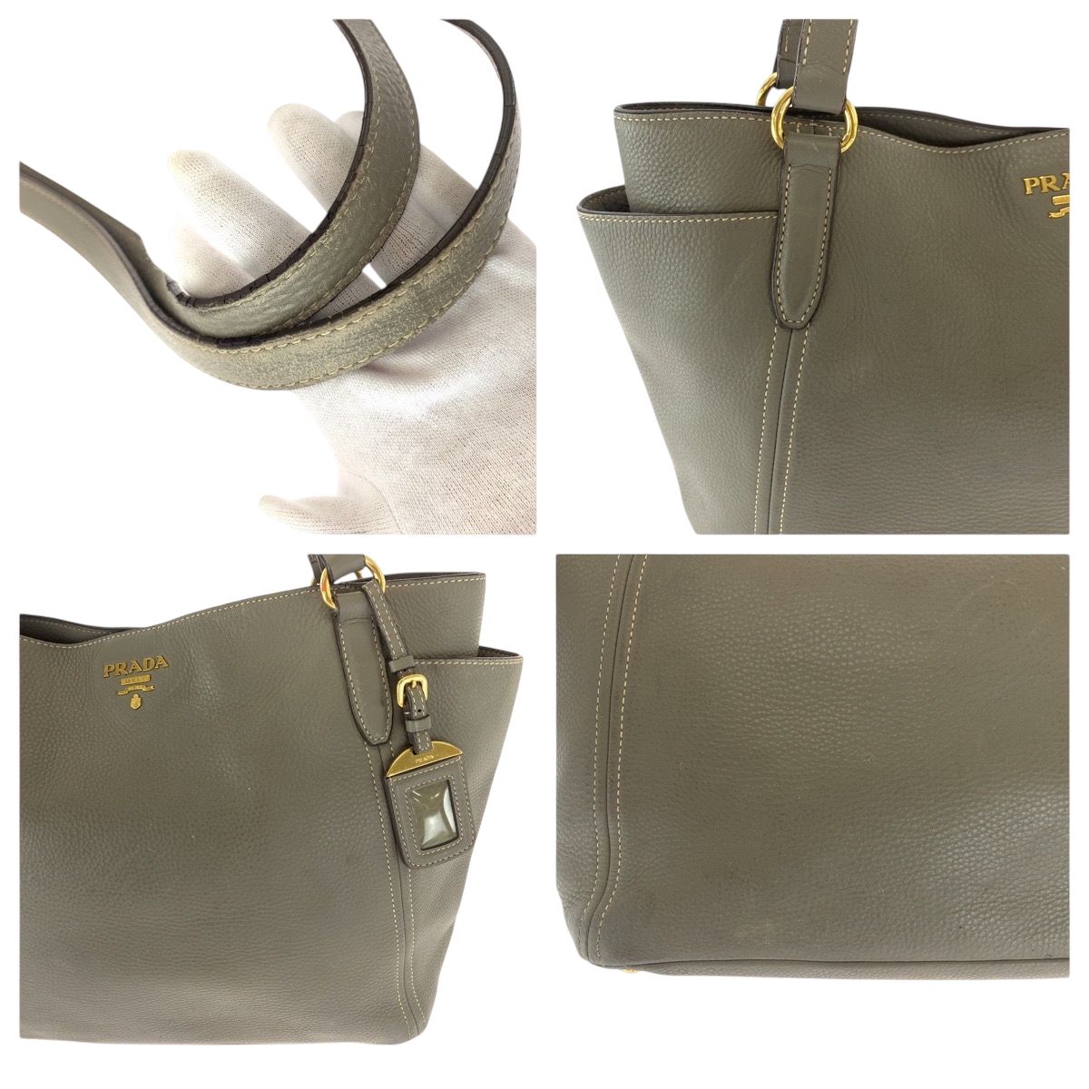 PRADA プラダ ヴィッテロダイノ マルモ グレージュ ゴールド金具 