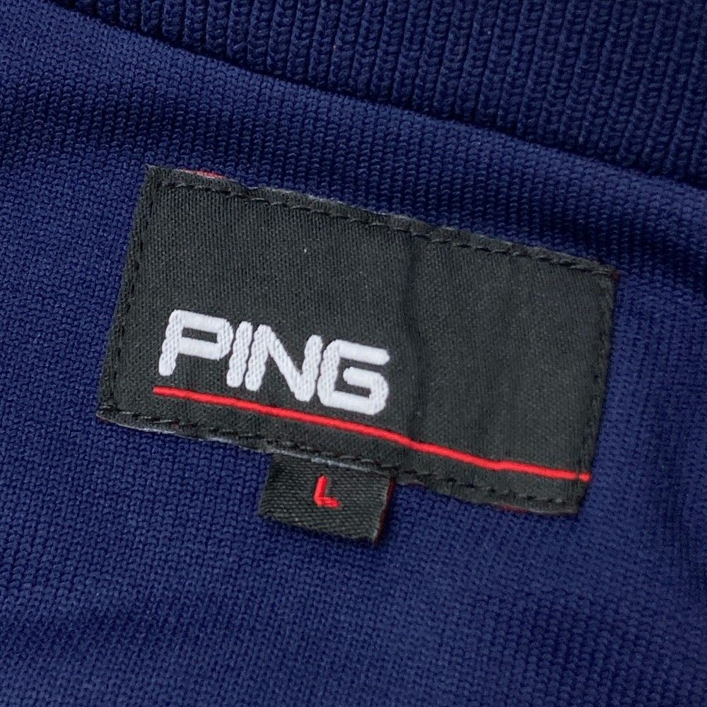 サイズ：L PING ピン ;2023年 ニットセーター ロゴ総柄 ネイビー系 [240101438852] ゴルフウェア レディース ストスト PING ピン ;2023年 ニットセーター ロゴ総柄 ネイビー系 L