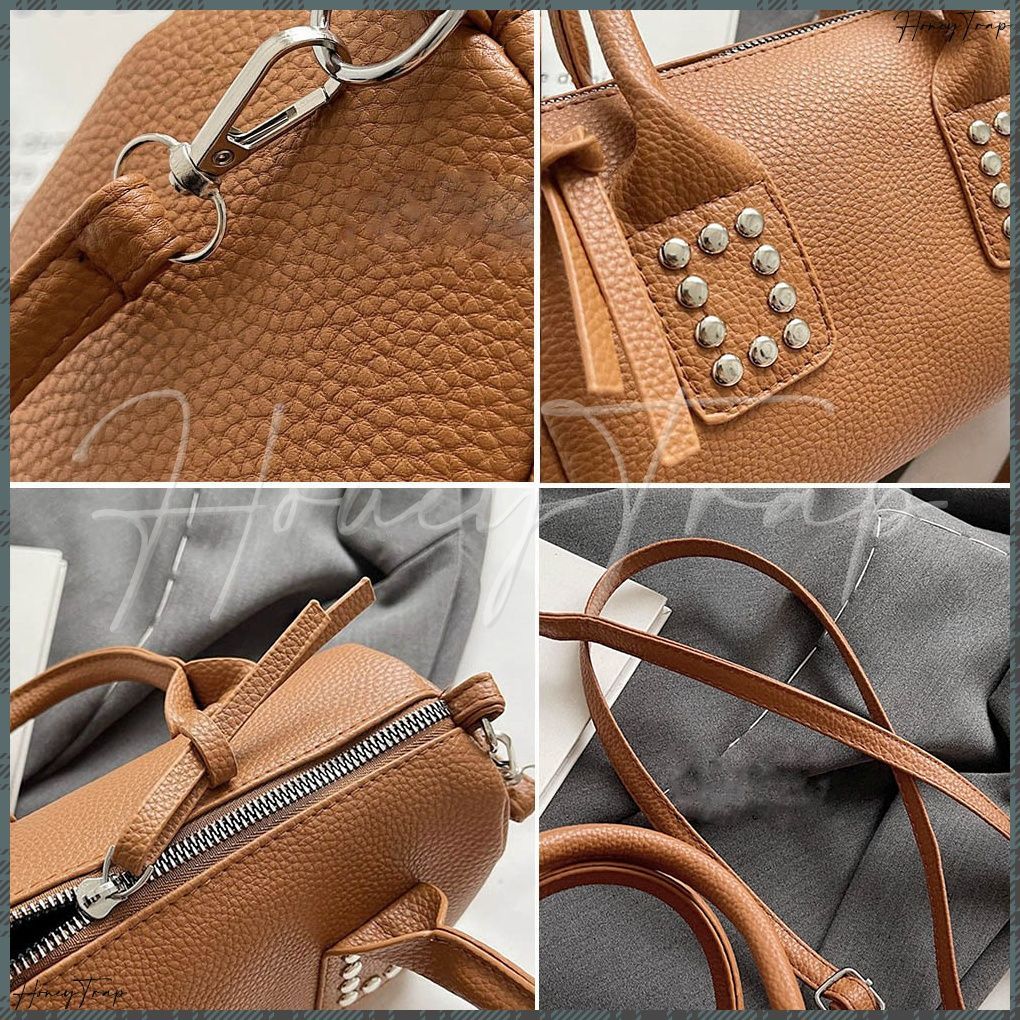 韓国デザイン レザーハンドバッグ ボストン BAG ポーチ付 org.jpg