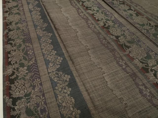 平和屋着物○本場大島紬 9マルキ 泥染め 花唐草間道 成田染織