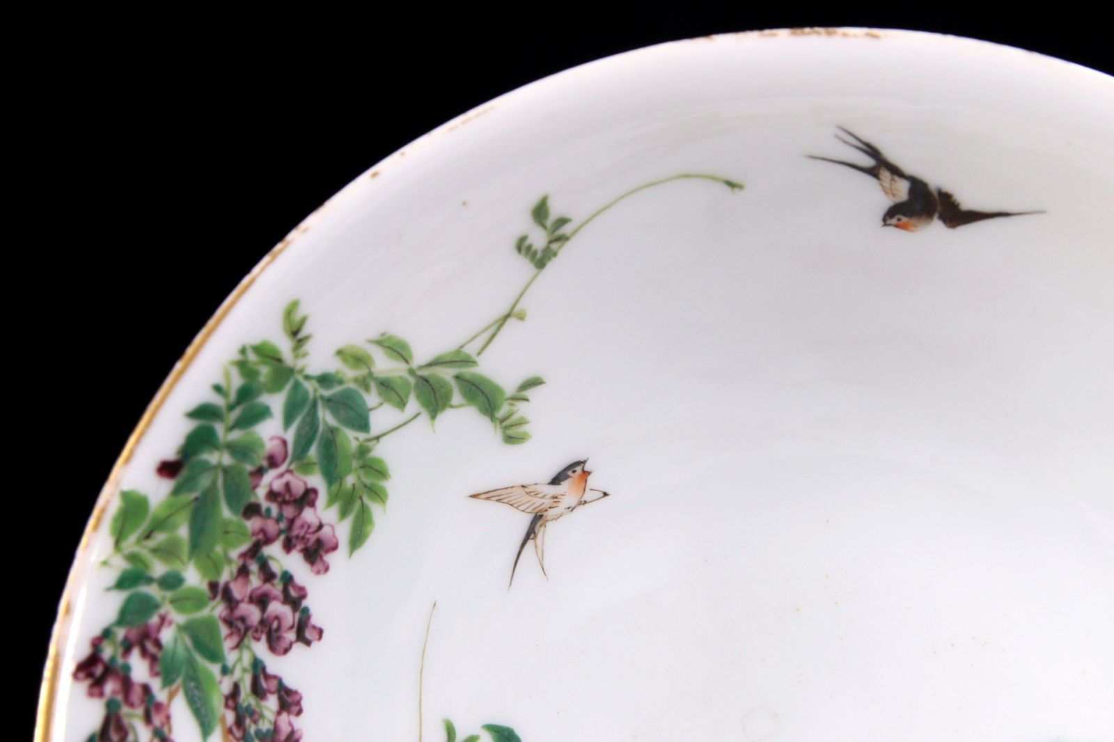 大日本清風造 清風与平作 色絵金彩花鳥文鉢 15cm 丼 唐物骨董 楾 G231