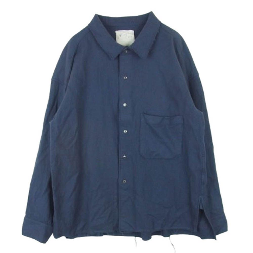 ANCELLM アンセルム ANC-SH22 WOOL FLANNEL SHIRT|NAVY ウール フランネル 長袖 シャツ