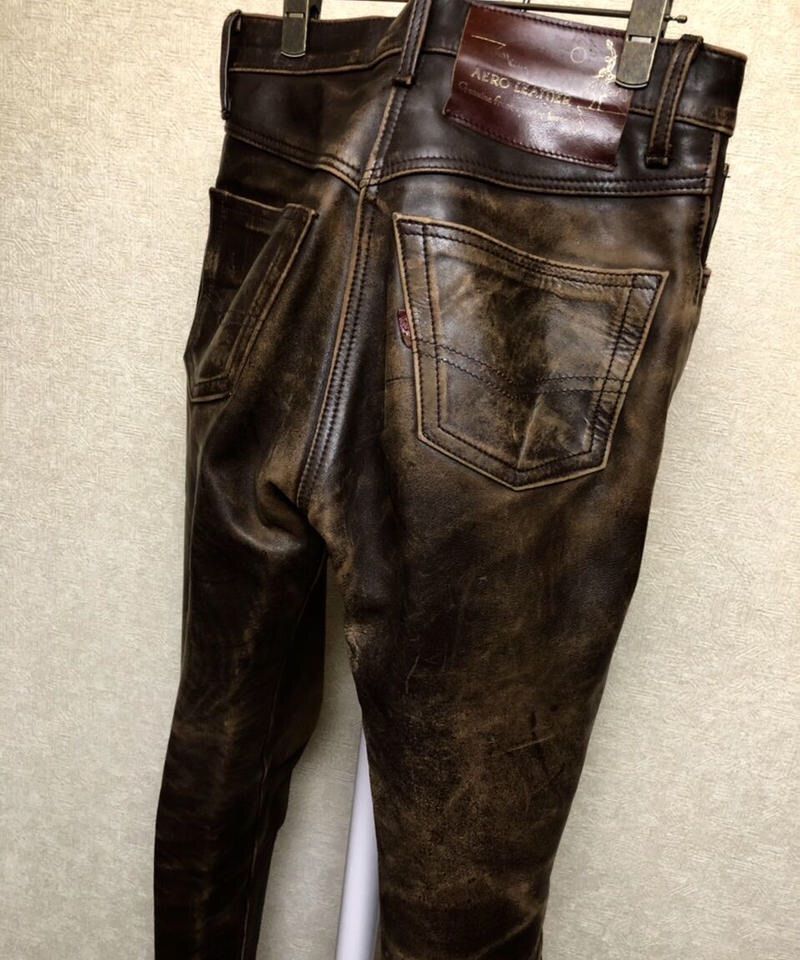 Aero Leather 最高級フロントクォーターホースハイドレザーパンツ美品