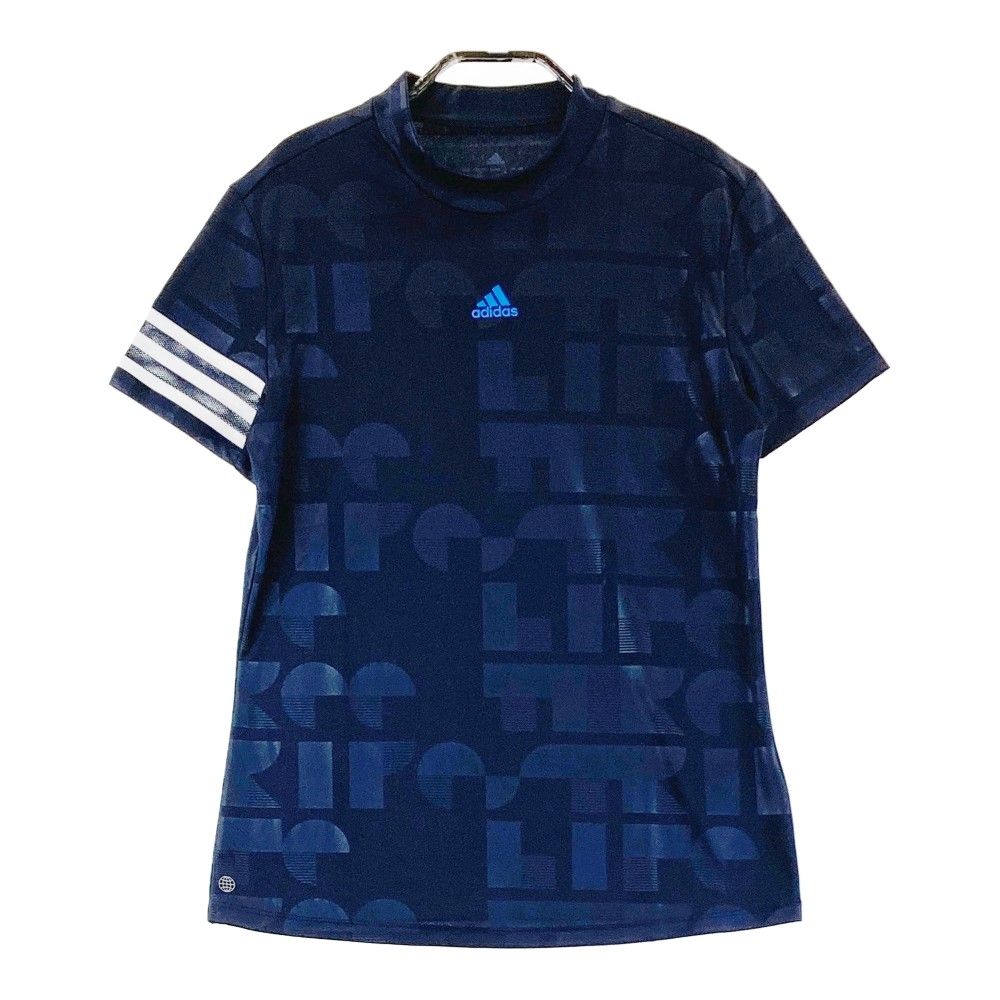 サイズ：M ADIDAS GOLF アディダスゴルフ 2022年モデル ハイネック 半袖Tシャツ 総柄 ネイビー系 [240101213203]# ゴルフウェア レディース ストスト