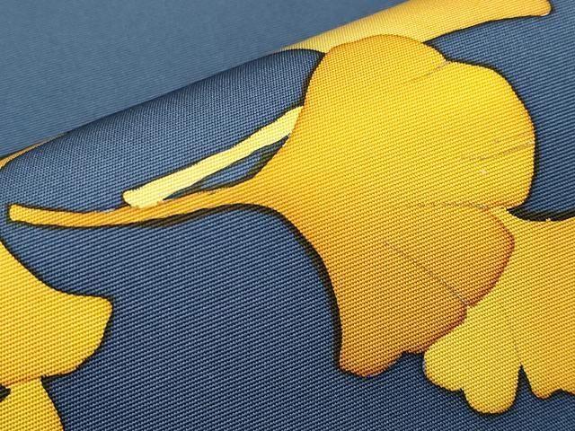 平和屋本店□極上 銀座もとじ 塩瀬 九寸開き名古屋帯 銀杏 鉄御納戸色  