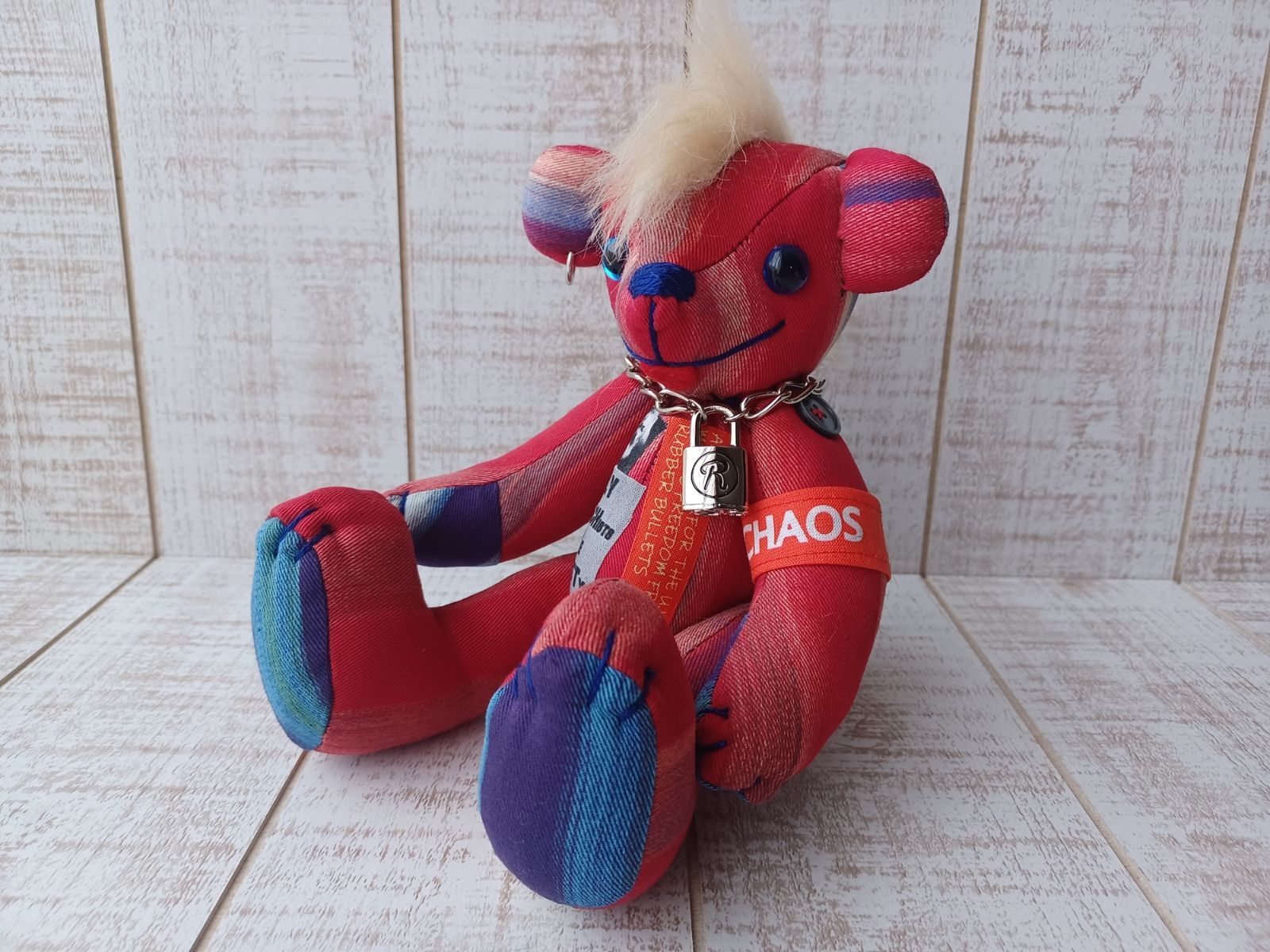 ANARCHY BEAR モヒカンくんVer/RED(25cmテディベア) - moko* hand made