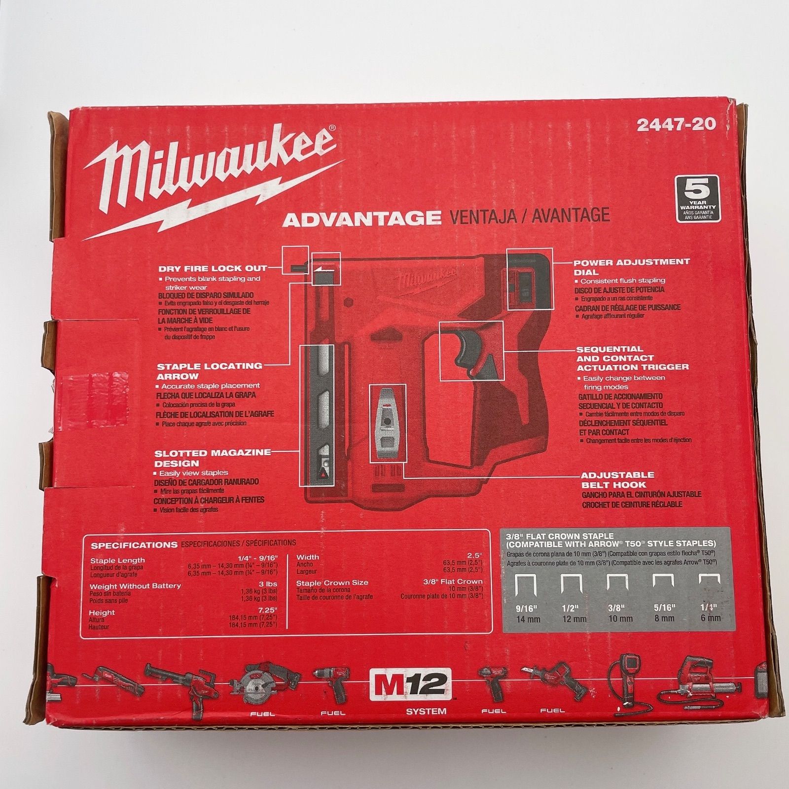 工具 ミルウォーキー 2447-20 M12 3 8 クラウンステープラー