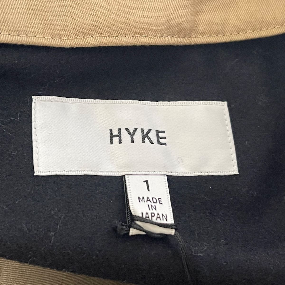 HYKE(ハイク) トレンチコート サイズ1 S レディース美品 - ベージュ 長袖/一部レザー/ライナー付き/秋/冬