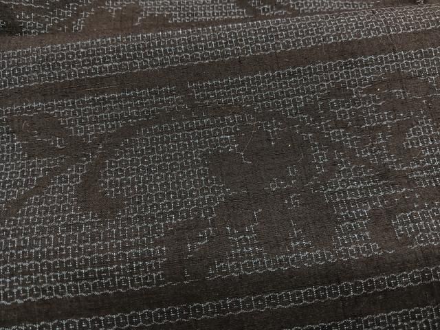 平和屋着物○本場結城玉紬 80亀甲 横段花文 結織苑扱い 証紙付き 正絹  