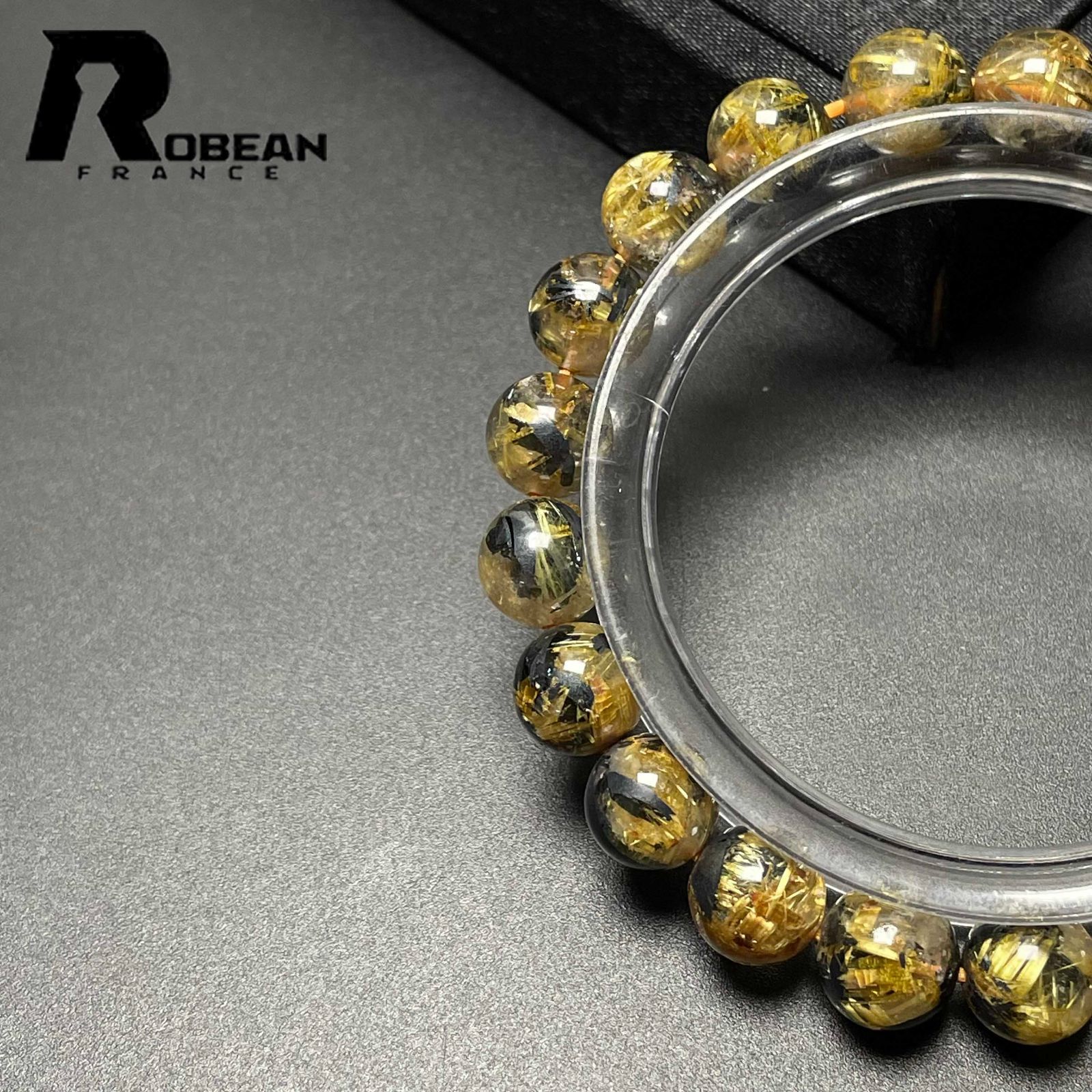 高品質！ゴールドタイチンルチルブレス♡約9㎜金運最近【新品未使用一点限り】 綺麗 EU製 定価11万円☆ROBEAN・タイチンルチル☆黄金針水晶