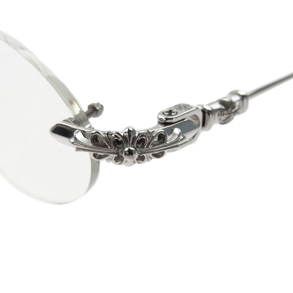 CHROME HEARTS クロムハーツ（原本無） メガネ PILLS Ⅱ PLAT プラチナフレーム フローラル テンプルリムレス 縁無し 眼鏡 メガネ アイウェア ブラウン系 シルバー系 49□22-144【中古】 CHROME HEARTS クロムハーツ（原本無） メガネ PILLS Ⅱ PLAT プラチナ