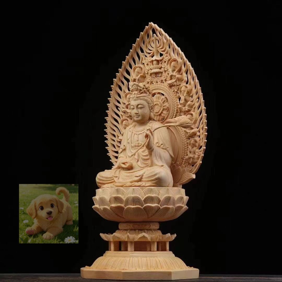 上品 総檜材 仏教工芸品 木彫仏教 檜木 精密彫刻 仏師で仕上げ品 大勢至菩薩像 高約28cm