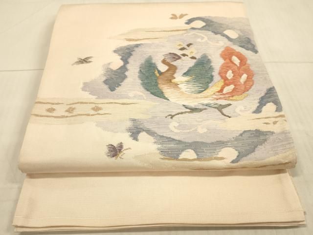 平和屋着物◎太鼓柄袋帯 すくい織 鳳凰文 金糸 正絹 逸品 DAAX0946jm