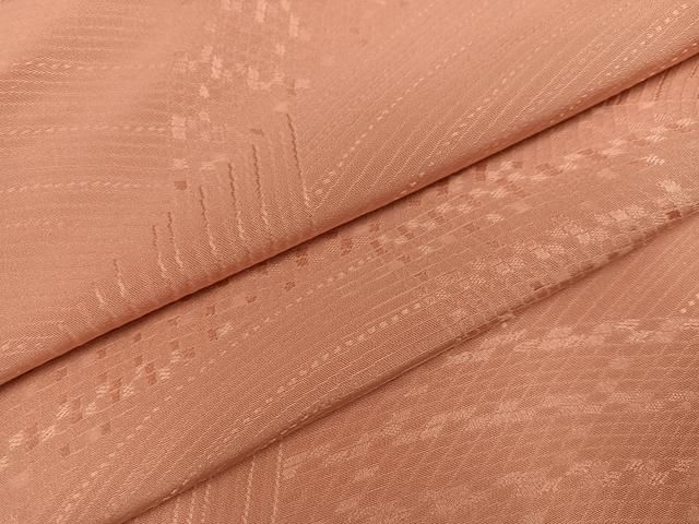 平和屋着物●上質な色無地 霞地紋 鴇がら茶色 正絹 AABC1725ph