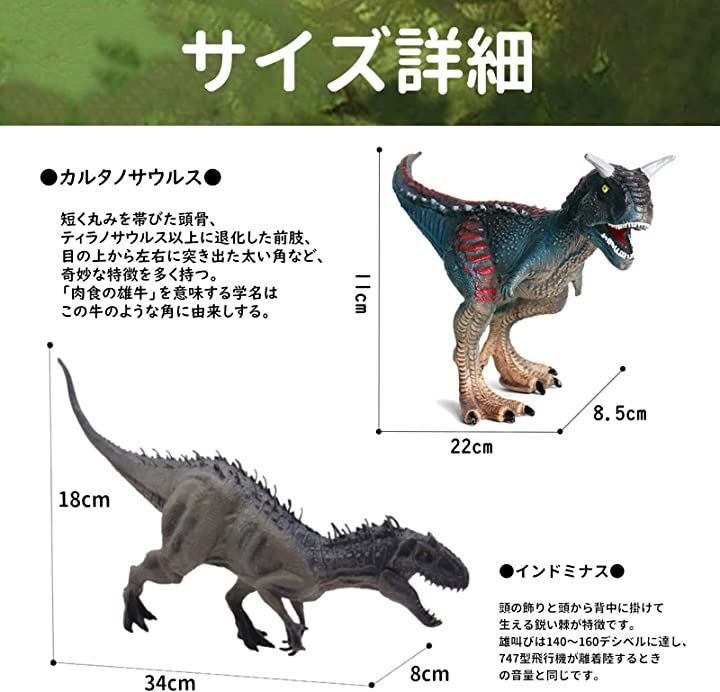 UTST 恐竜 フィギュア カルノタウルス インドミナスレックス おもちゃ 青カルノタ＋灰インドミナス - メルカリ