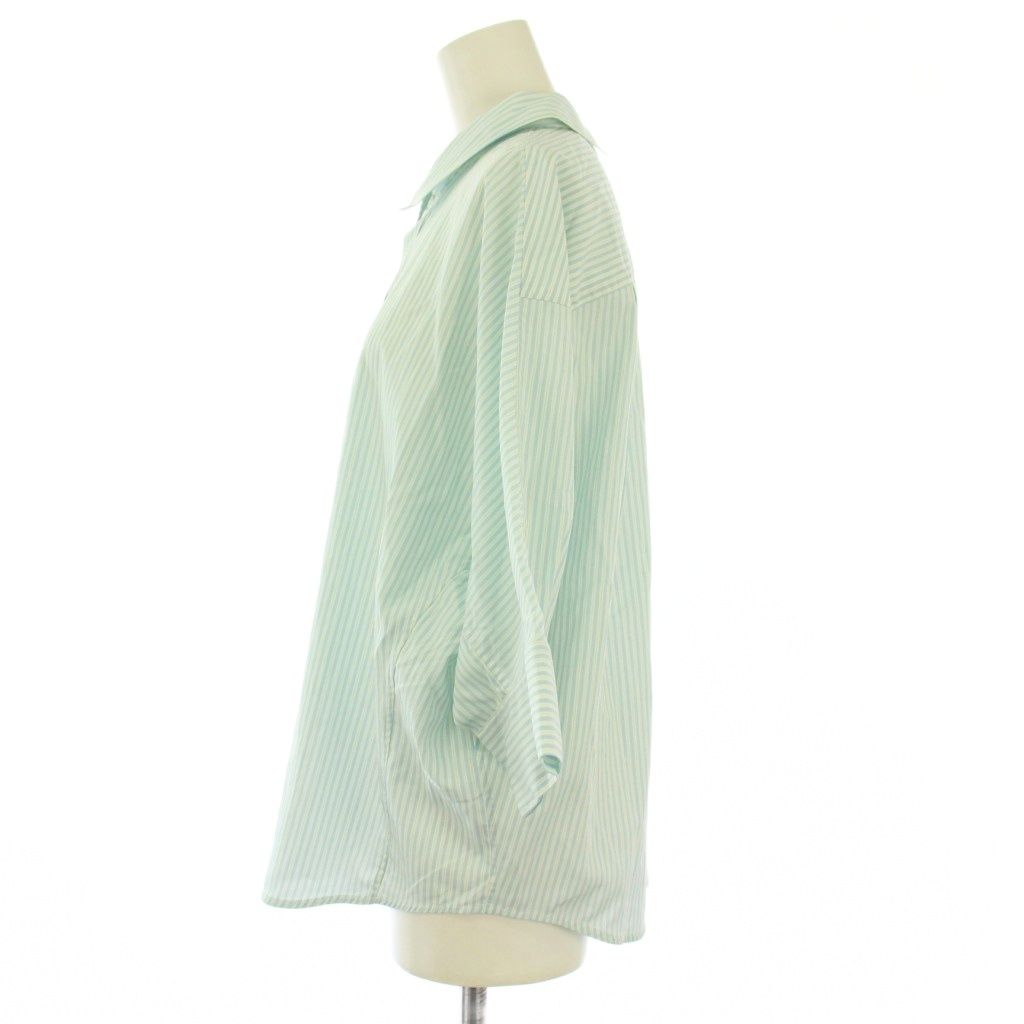 マカフィー MACPHEE トゥモローランド 25 SS コットンブロードドルマンスリーブシャツ ブラウス 七分袖 レギュラー ストライプ柄 36 水色 ライトブルー 12-01-52-01402 BB