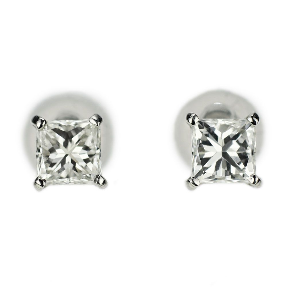新品 Pt900 プリンセスカット ダイヤモンド ピアス 0.619ct H VS1/VS2  