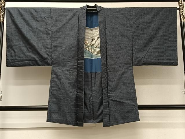 平和屋着物○男性 久留米絣 単衣 格子 綿 逸品 AAAZ7321zg