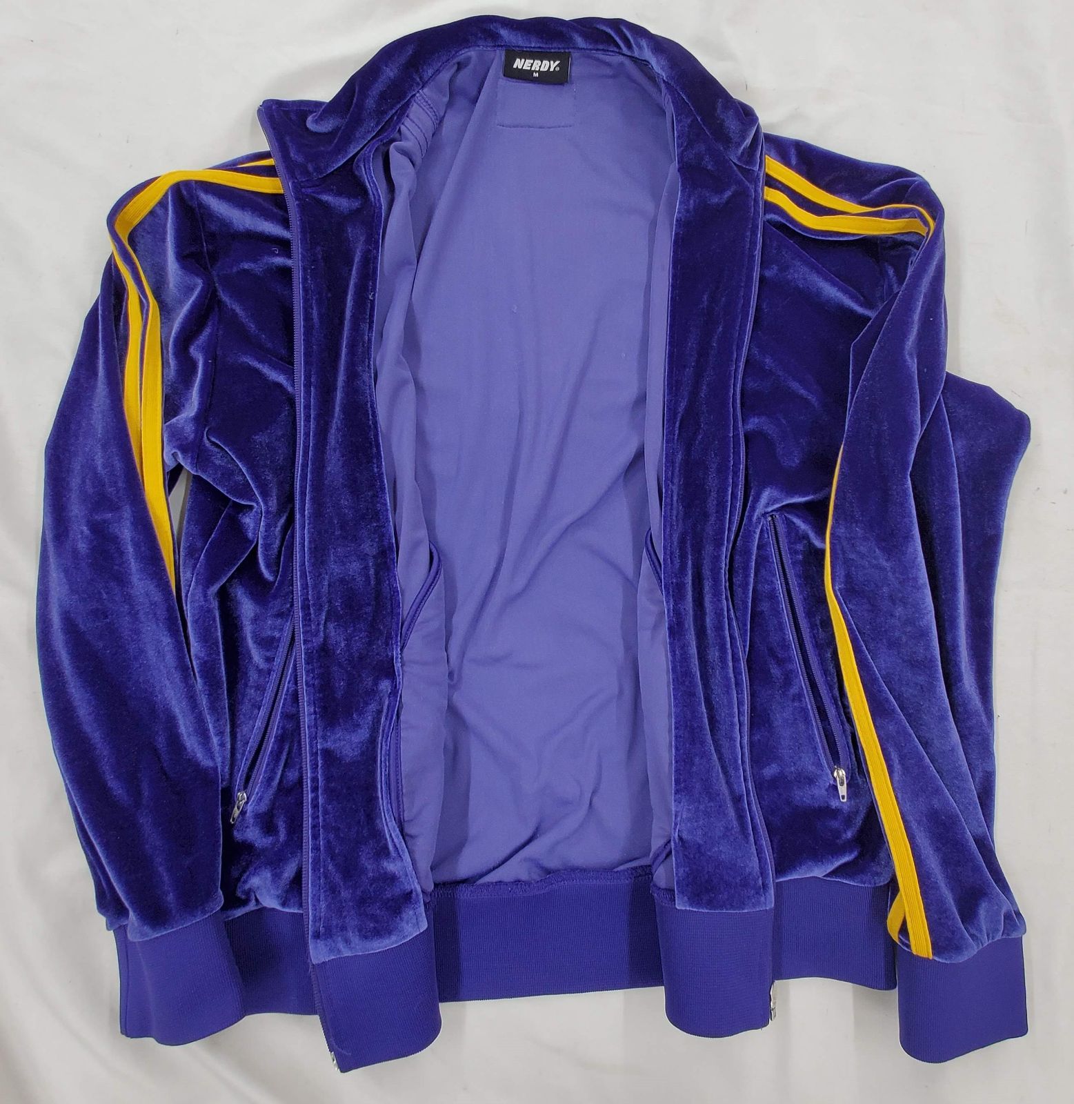 NERDY ノルディ』ベロア セットアップジャージ サイドライン グレー L