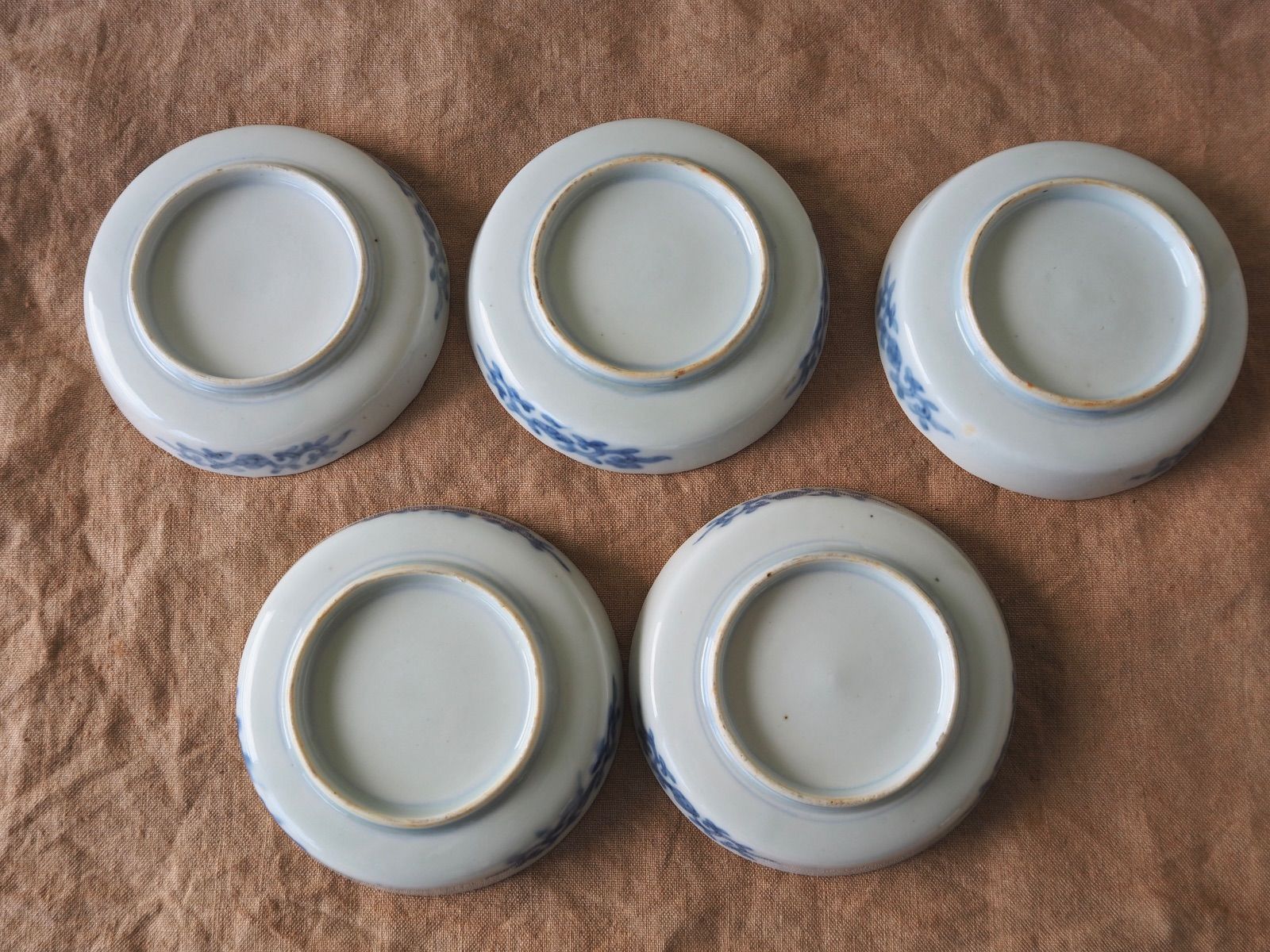 伊万里 色絵金彩 小皿 5客セット｜輪花 鳥と花文 和食器 骨董
