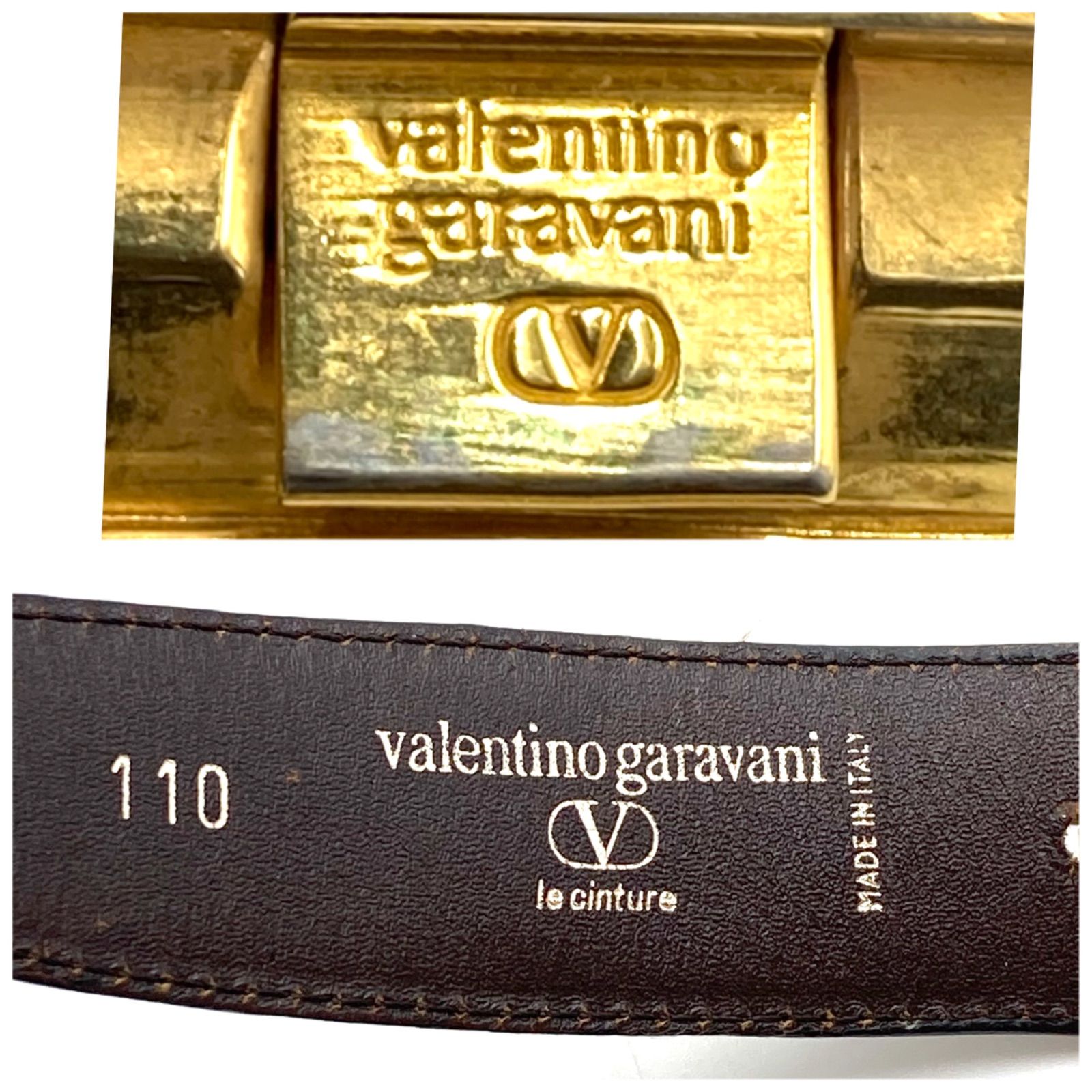 超美品　VARENTINO　ヴァレンティノ　Vロゴ　ベルト　レザー　ゴールド □良品□VALENTINO GARAVANI ヴァレンティノガラヴァーニ Vロゴ