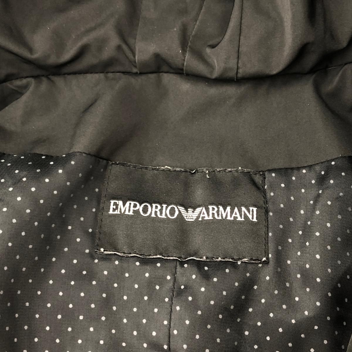 EMPORIO ARMANI エンポリオアルマーニ  ダウンコート  ブラック ロング フード フリル ダウン100％ レディース　240001086174