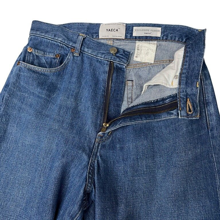 【美品】YAECA ヤエカ　セルビッチデニム　リネン混　15-11U ストレート 美品】YAECA ヤエカ セルビッチデニム リネン混 15-11U