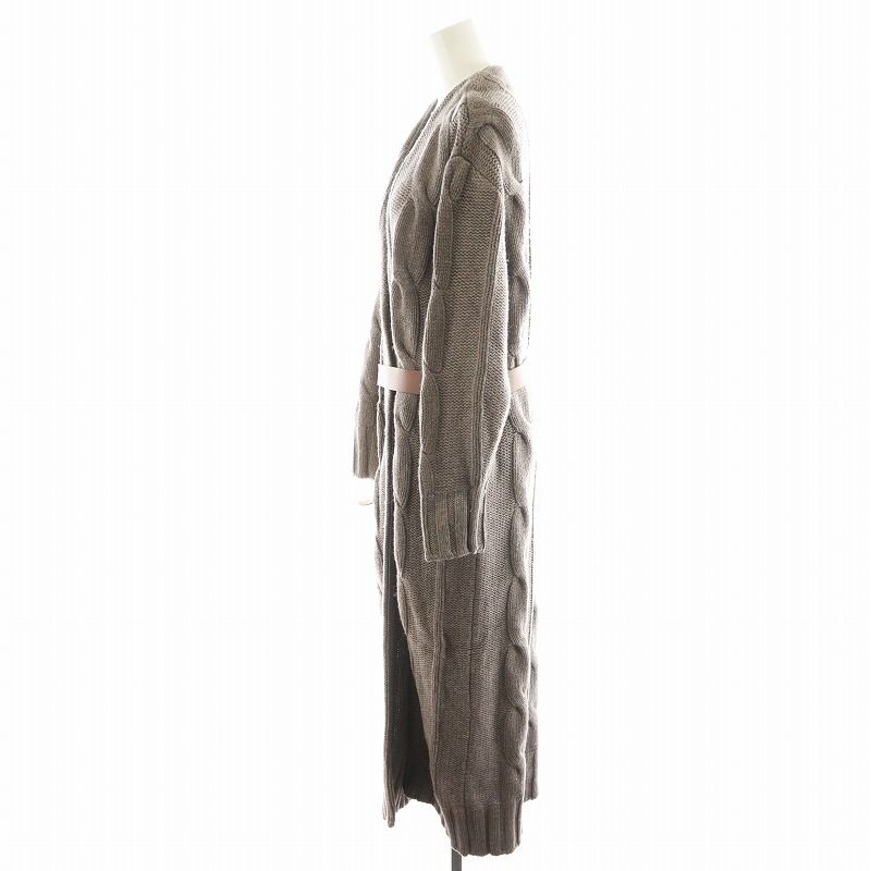 ウーア Uhr BIG CABLE LONG GOWN カーディガン ロング丈  ベルト付き アルパカ混 茶 ブラウン 19AWUhr-KT120 /AN46 レディース ウーア Uhr BIG CABLE LONG GOWN カーディガン ロング丈 ベルト
