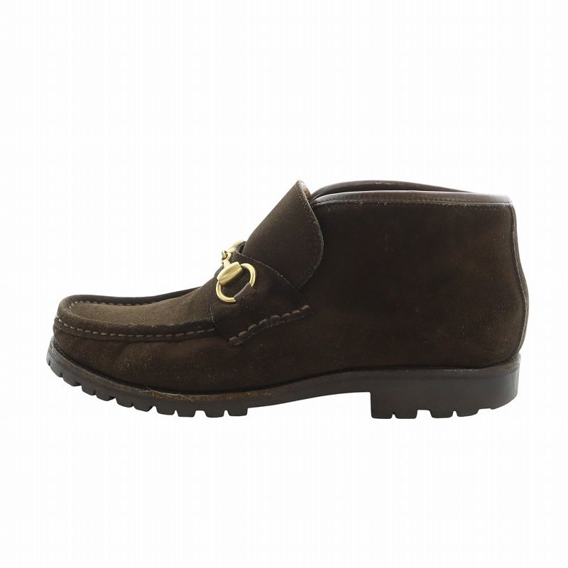 グッチ GUCCI ホースビット チャッカブーツ シューズ モカシン ゴールド金具 スエード 37 24cm 茶 ブラウン 104 0088 GY37 |MQ OH