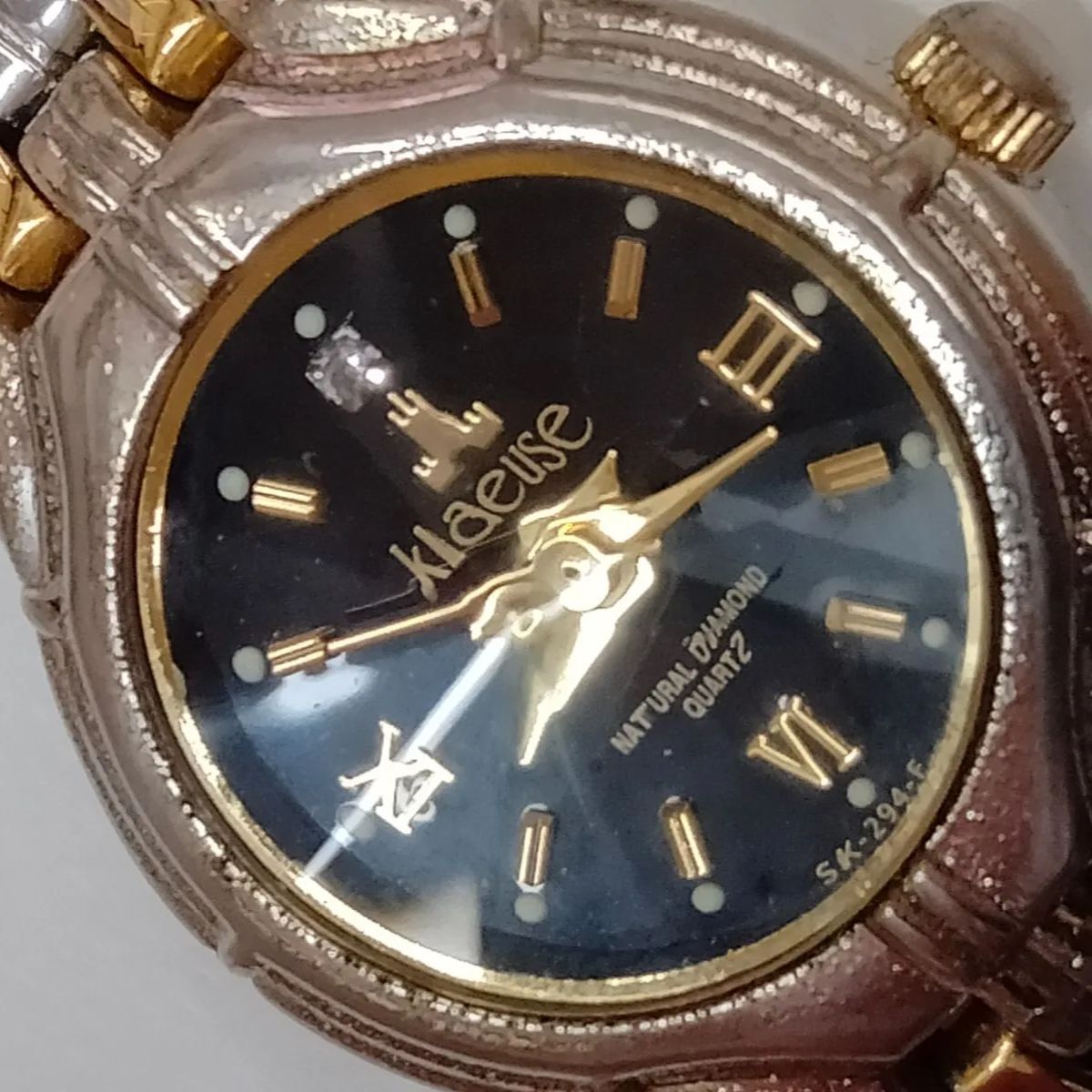 【新品電池交換 稼働確認済み】ヴィンテージ klaeuse クロイゼ レディース 腕時計 クォーツ 6面ガラスカット Natural DIAMOND(SNA)
