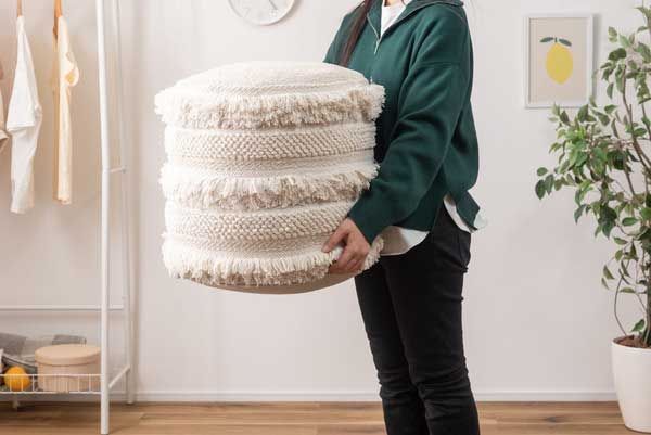 発泡ビーズのラウンドクッションスツール 約φ45×H43cm