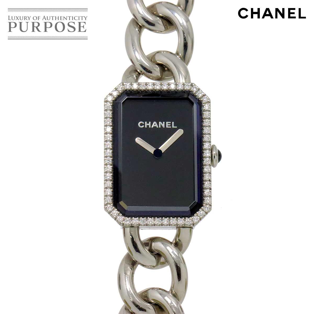 CHANEL ブラッククォーツ腕時計 ダイヤモンド