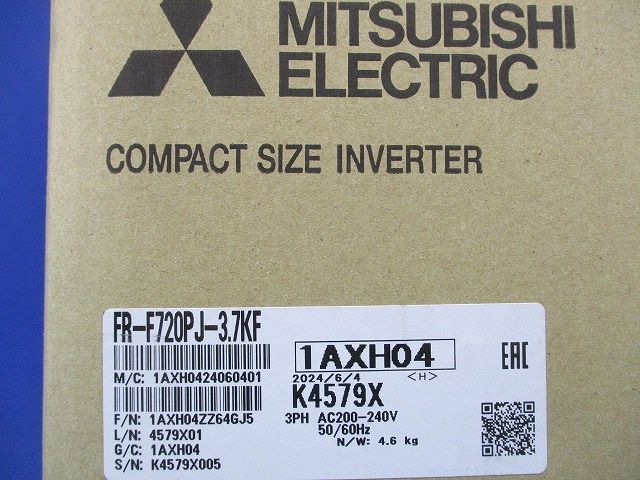 簡単小形インバータ 適用モータ容量3.7KW フィルタパック有 FR-F720PJ-3.7KF