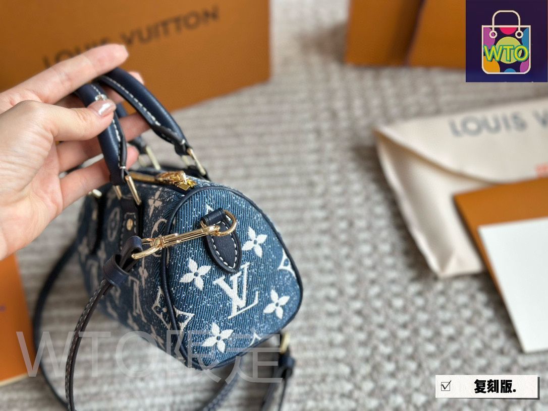 可愛いサイズ♡【LouisVuitton】ナノスピーディ デニム♪ ルイ・ヴィトン ナノ スピーディスカイ スカイブルーデニム in