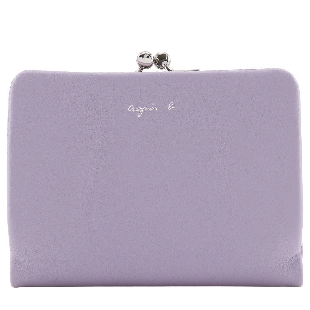 【agnes b.】アニエスベー がま口 レザー ラベンダー レディース 二つ折り財布 agnes b. - 【agnes b.】アニエスベー がま口 レザー ラベンダー