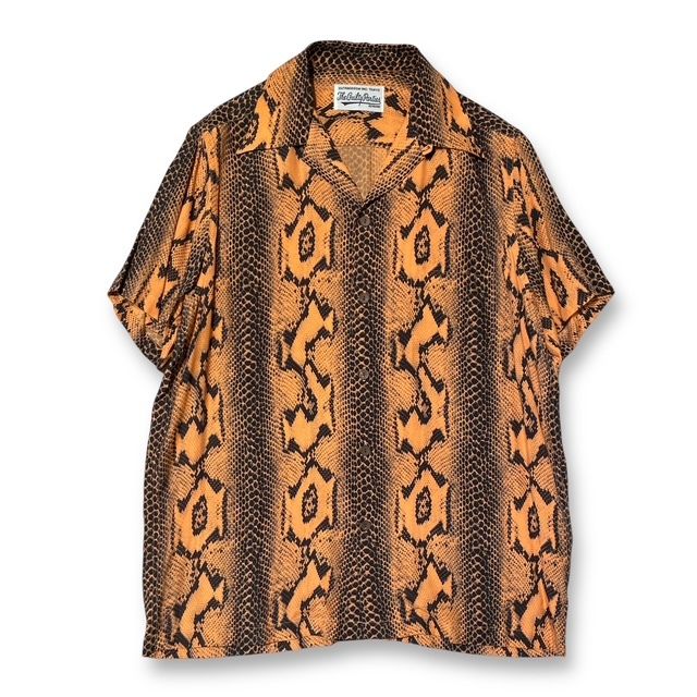 WACKOMARIA パイソン柄ハワイアンシャツ python hawaiian shirt オレンジ ブラック サイズS ワコマリア