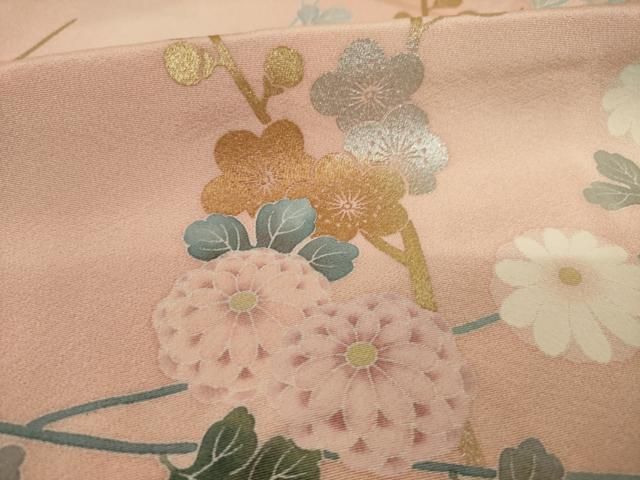 平和屋着物○十日町友禅作家 松雨 訪問着 枝花文 暈し染め 金銀彩 正絹