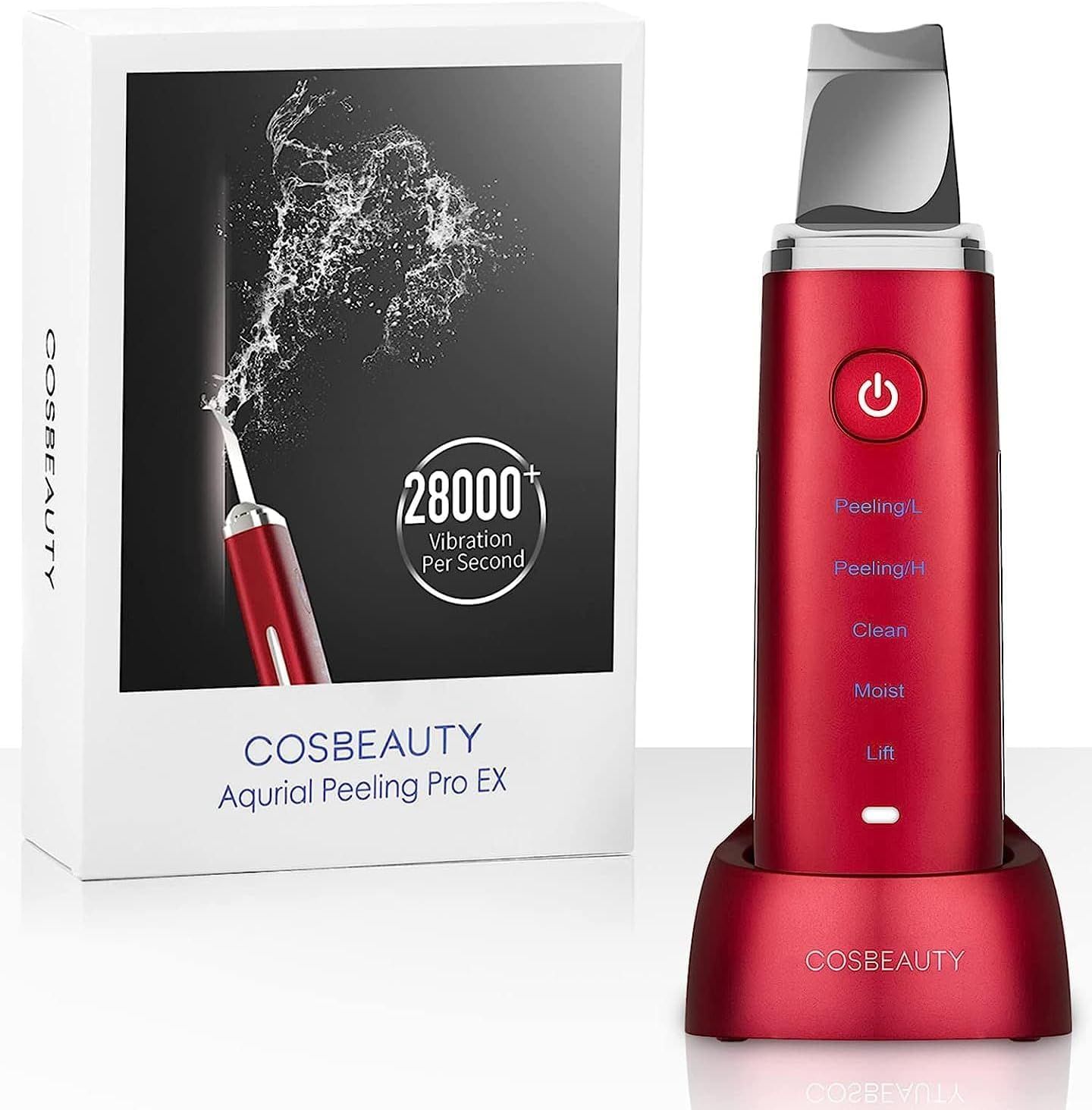 美顔器 COSBEAUTY アクリアルピーリングプロEX コスビューティー ウォーターピーリング 超音波 毛穴ケア 洗浄 角質除去 ギフト対応 赤色 CB050 男女兼用 プレゼント 赤色