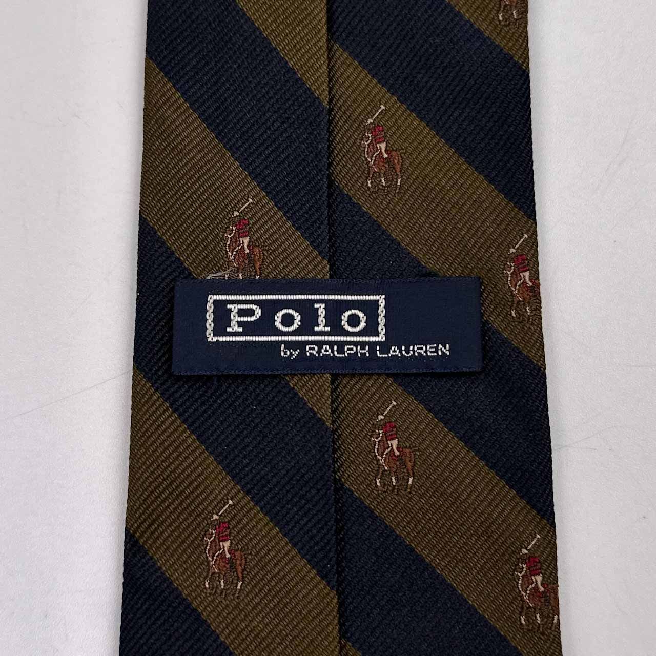 70s Polo by RALPH LAUREN 大文字タグ レジメンタルストライプ シルク