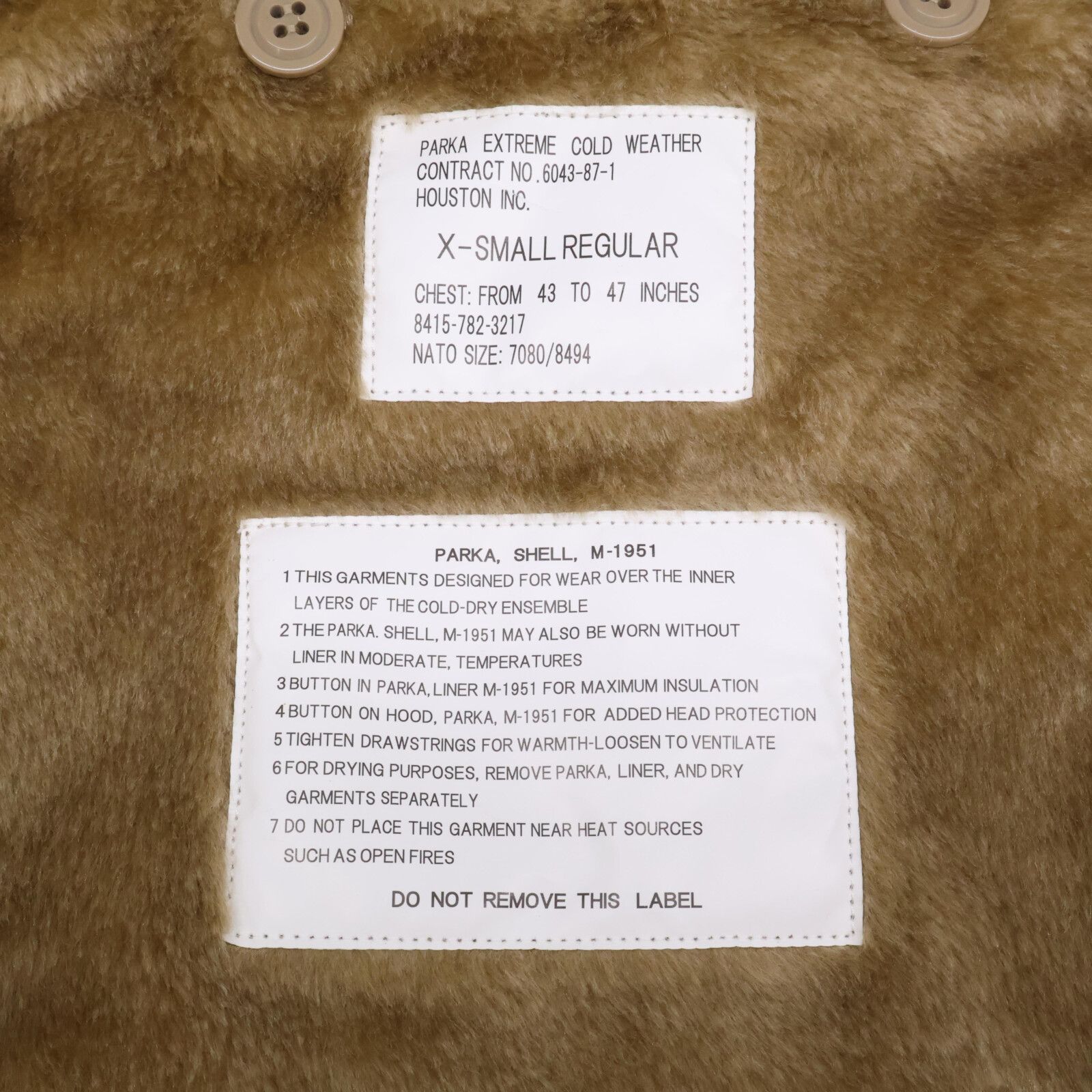 HOUSTON ヒューストン 5409M ﾍﾞｰｼﾞｭ M-51 ﾗｲﾅｰ付き ﾓｯｽﾞｺｰﾄ XS