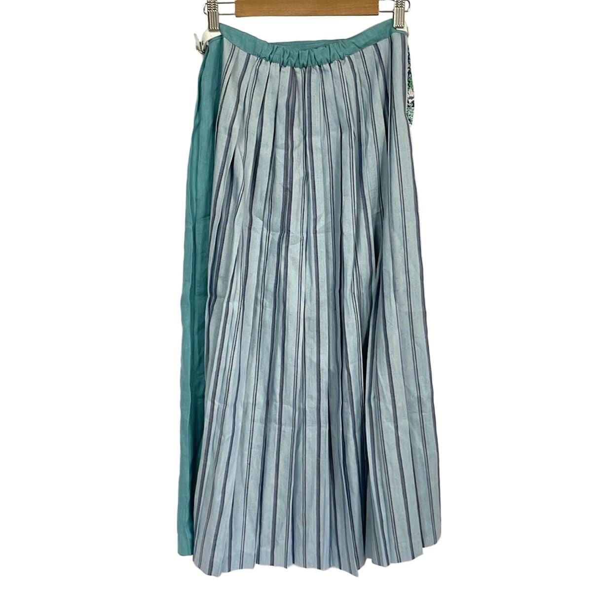 O NEIL OF DUBLIN オニールオブダブリン 巻きスカート サイズ42 L レディース - ライトブルー×ブルーグリーン×マルチ