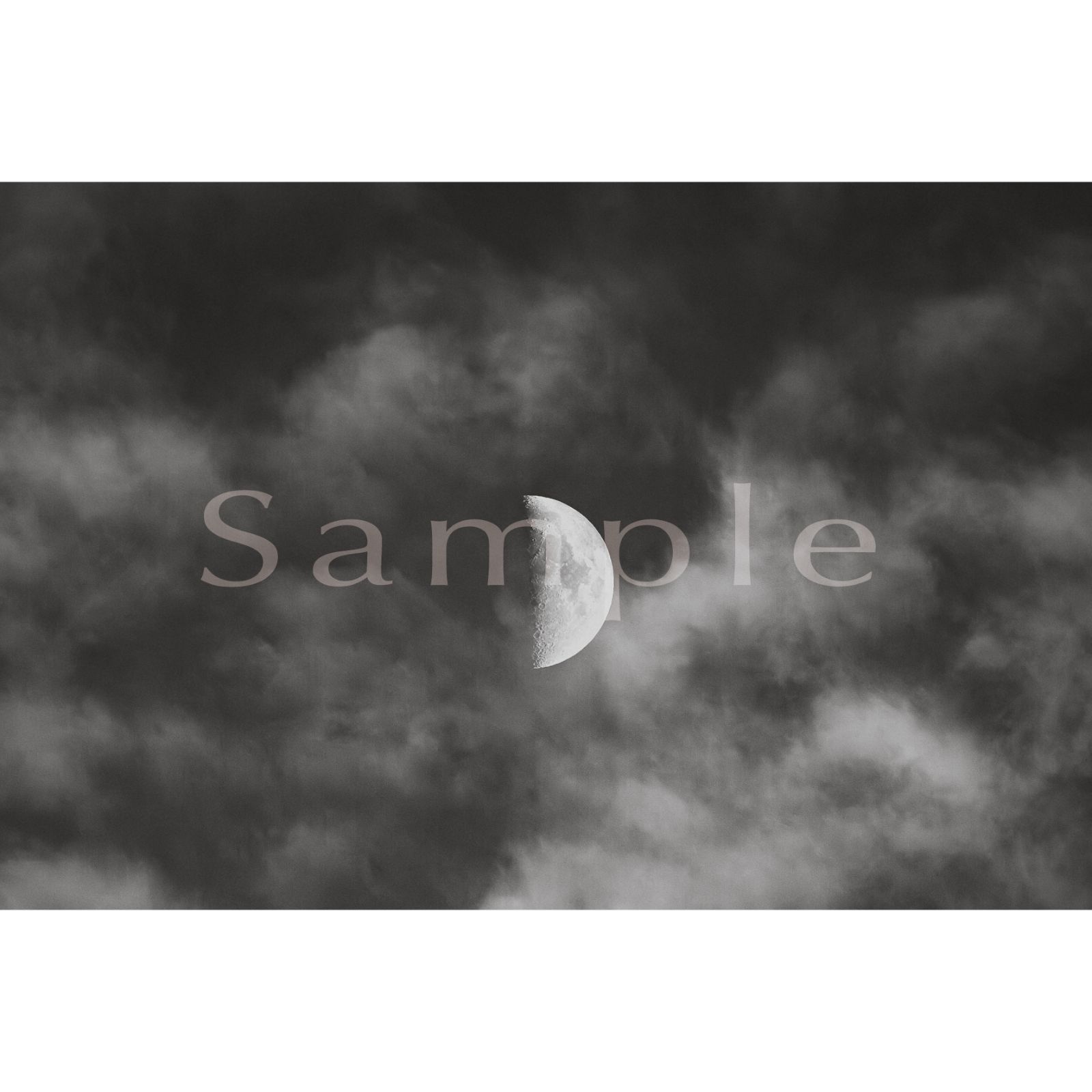 アートポスター】モノクロ 写真 月 月光 三日月 光 夜景 闇夜 風景