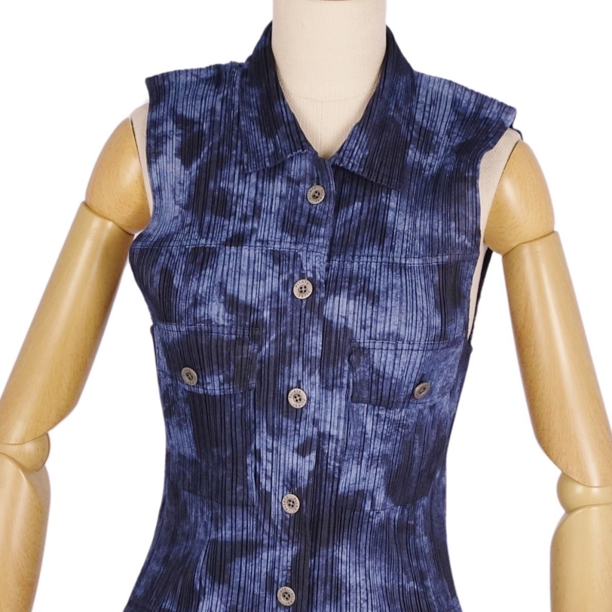 極美品 プリーツプリーズ イッセイミヤケ PLEATS PLEASE シャツ ブ