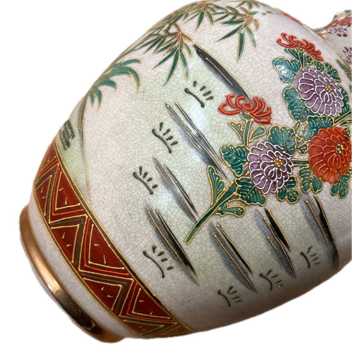 薩摩焼 壺 希少】 薩摩焼 壺 花瓶 丸十 花尽文 花詰 骨董品 希少】