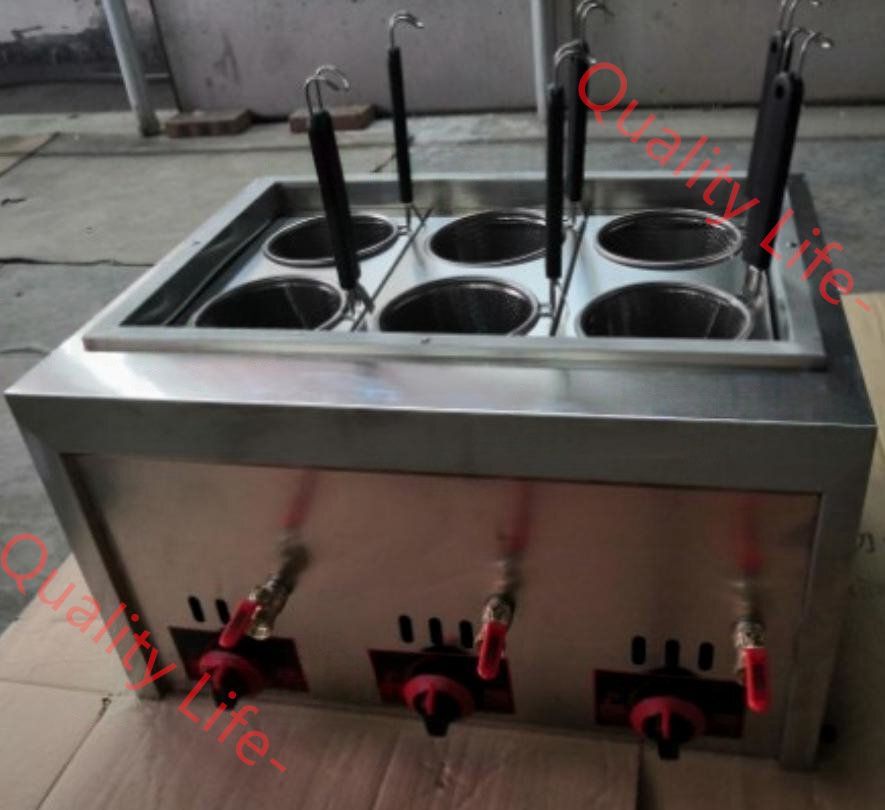 ガス 茹で麺機 ゆで麺器 6デボゆで麺機 卓上型 テボ6点付き LPガス式|厨房|業務|飲食|店舗
