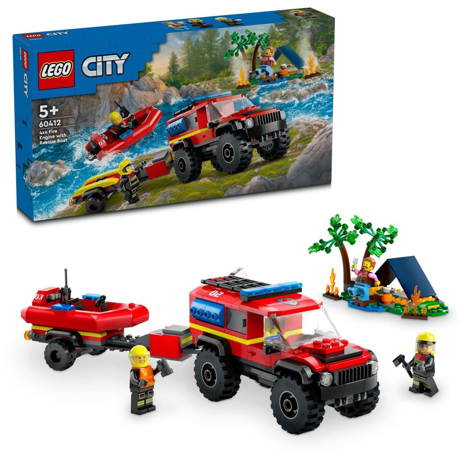 Style:4WD消防車とレスキューボート レゴ(LEGO) シティ 4WD消防車とレスキューボート おもちゃ 玩具 誕生日 プレゼント ブロック 知育 男の子 女の子 子供 5歳 6歳 7歳 8歳 乗り物 車 ミニカー 60412
